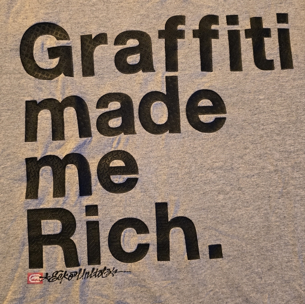 🔥Vintage Ekco unlimited Gray Graphic Tee - Graffiti Made Me Rich🔥 - Picture 3 of 8